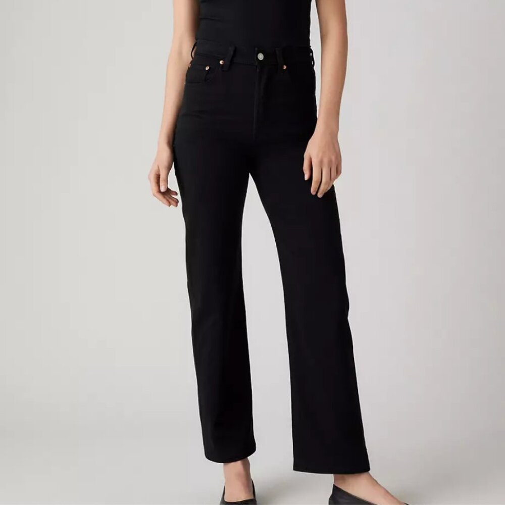 Levi's Ribcage Jeans Straight Ankle Size 30 Length 29 Fully Black